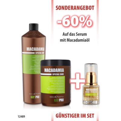 Macadamia Shampoo 1000ml + Conditioner 1000ml + Serum 20ml