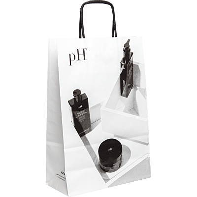 Papiertasche Weiß mit Muster pH