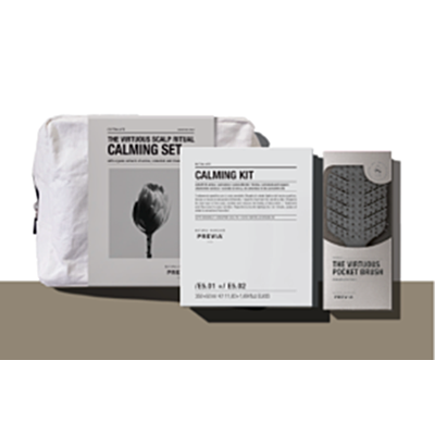 Scalp Ritual Calming Set (Shampoo 350ml+Serum 50ml+Pocket Brush in White Case)