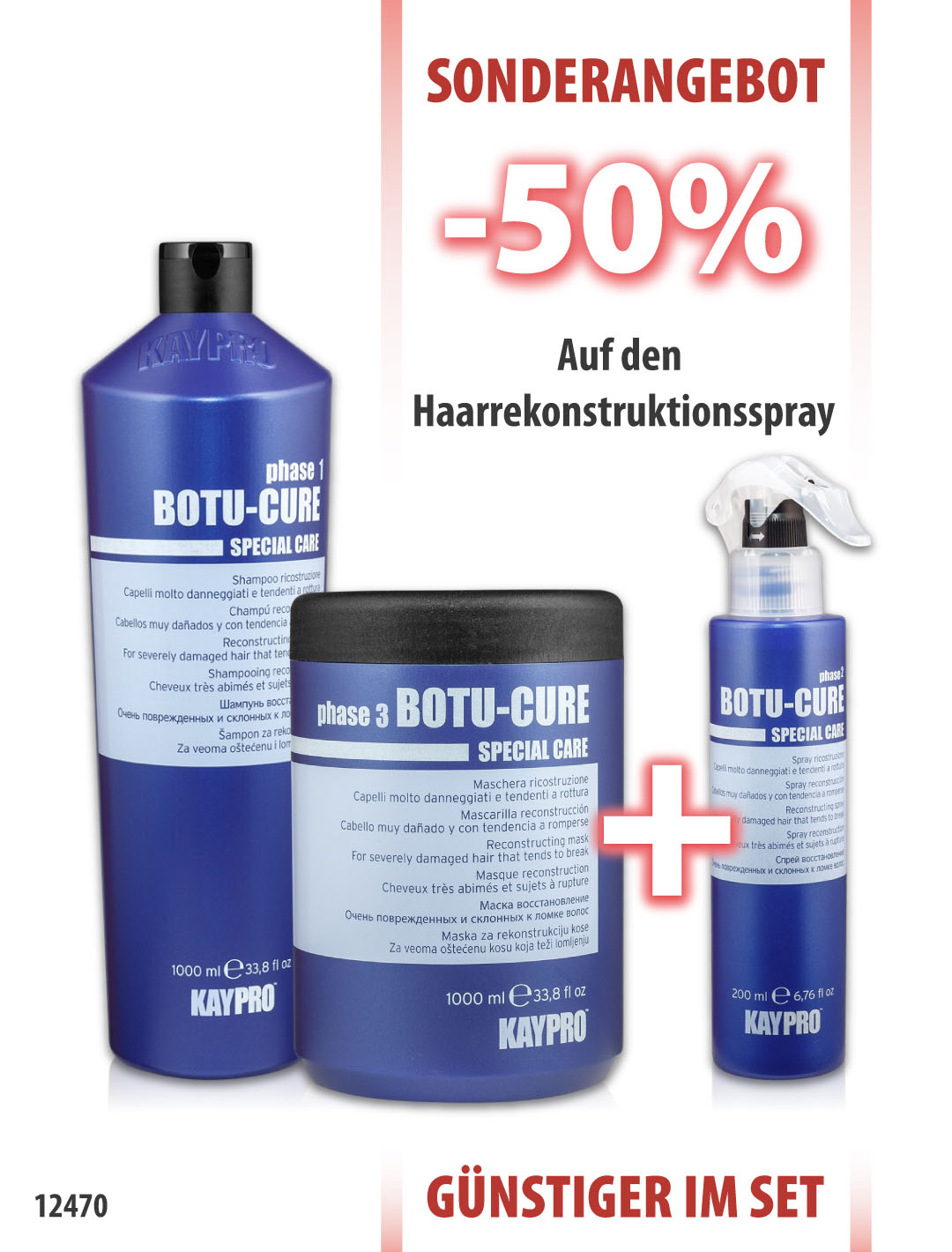 KayPro Botu Cure Shampoo 1000 ml + Maske 1000 ml + Spray 200 ml