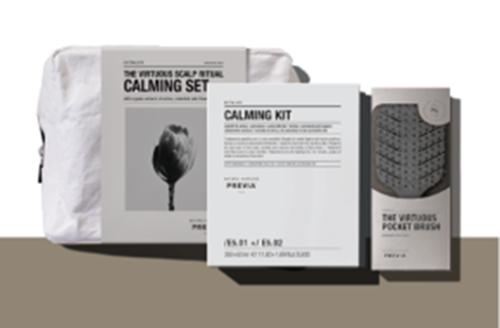 PREVIA Virtuous Scalp Ritual Calming Set Shampoo 350ml + Serum 50ml + Brush + Case