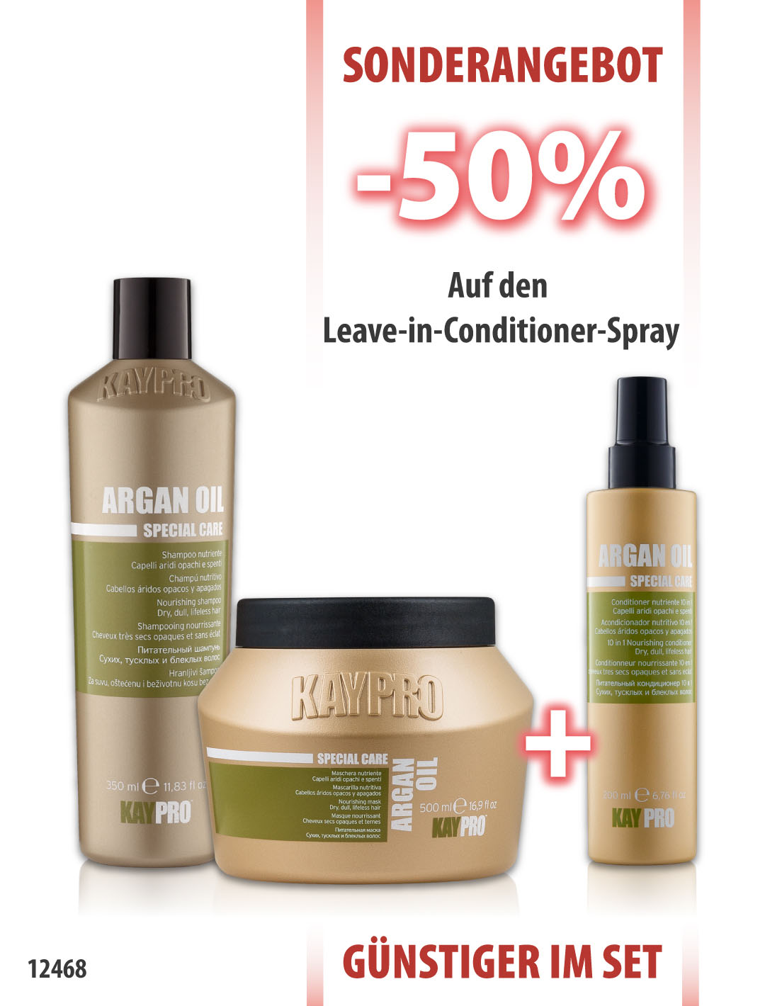 KayPro Argan Oil Shampoo 350ml + Maske 500ml + Leave in Conditioner 10 in 1 200ml