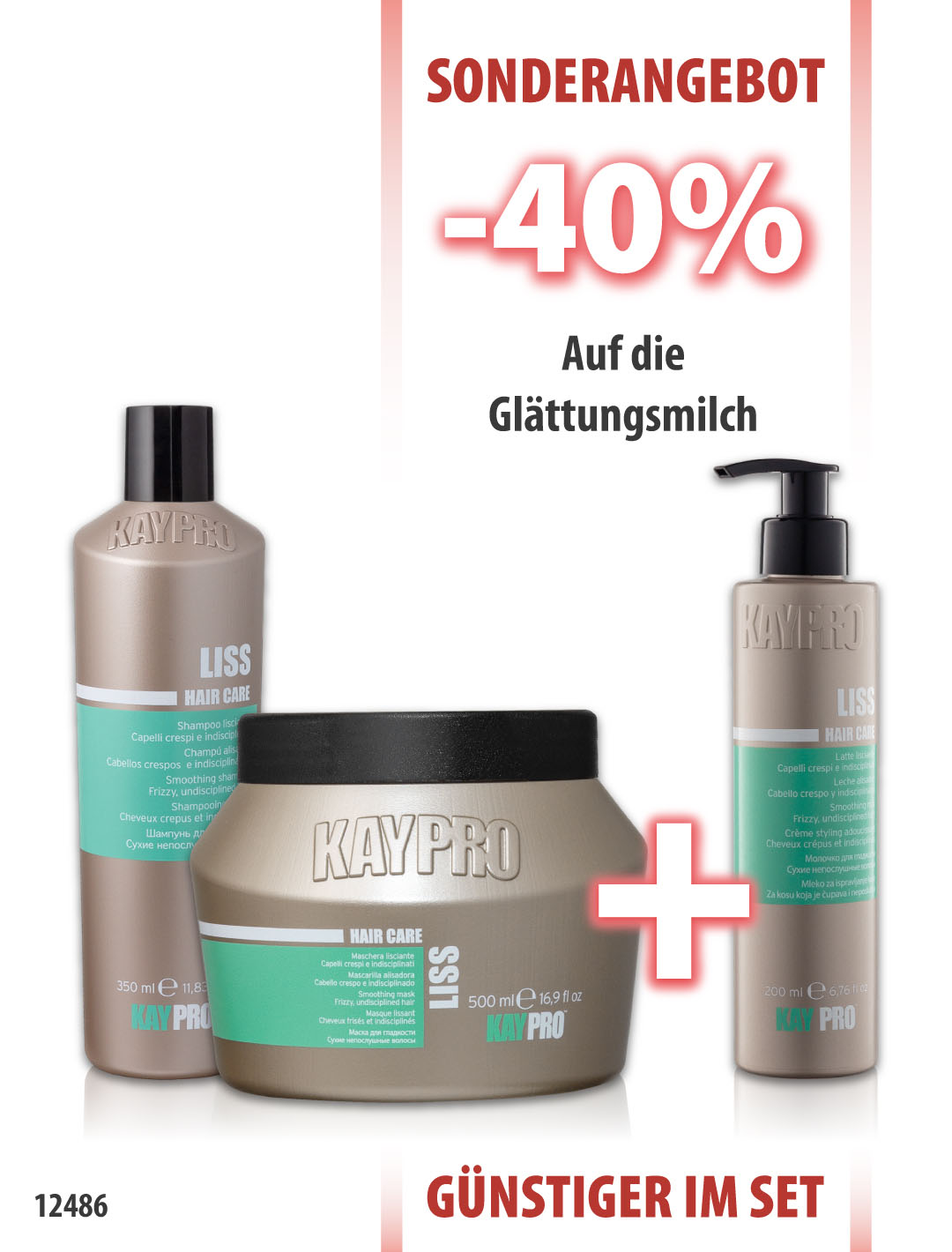 KayPro Liss Shampoo 350ml + Maske 500ml + Glättende Milch 200ml