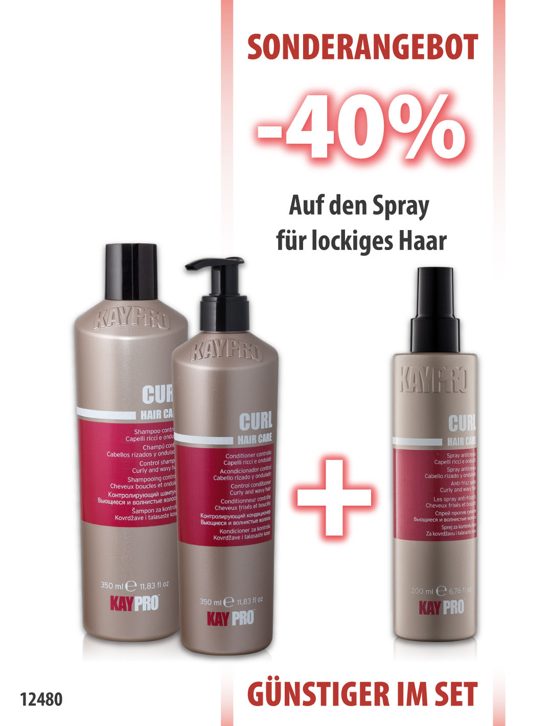 KayPro Curl Shampoo 350ml + Conditioner 350ml + Spray 200ml