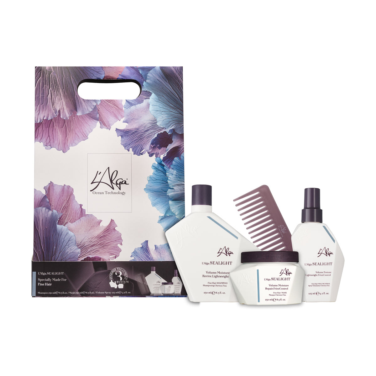 L'Alga.SEALIGHT Set Shampoo 250ml+ Maske 250ml + Spray 125ml + Kamm