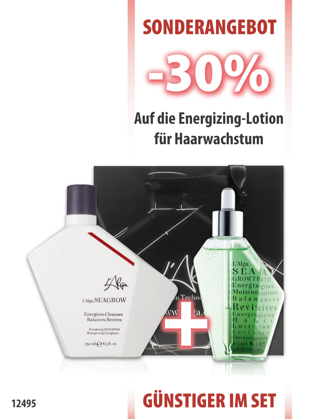 L᾿Alga SeaGrow Shampoo 250 ml + Lotion gegen Haarausfall 85ml