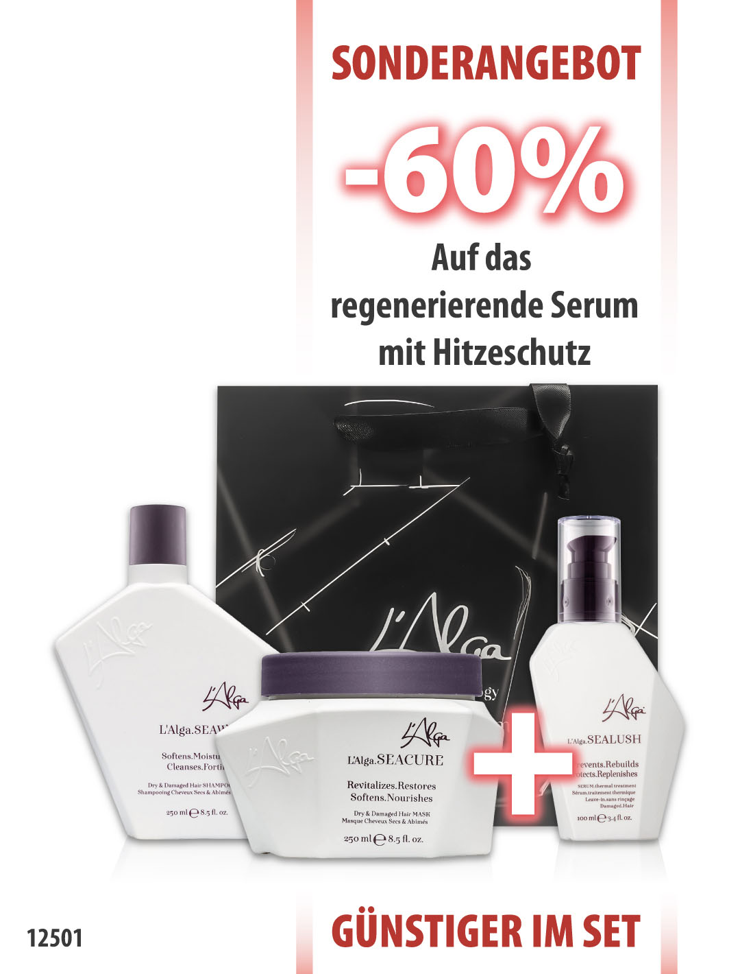 L'Alga SeaWet Shampoo 250 ml + SeaCure Maske 250ml + SeaLush Serum 100ml