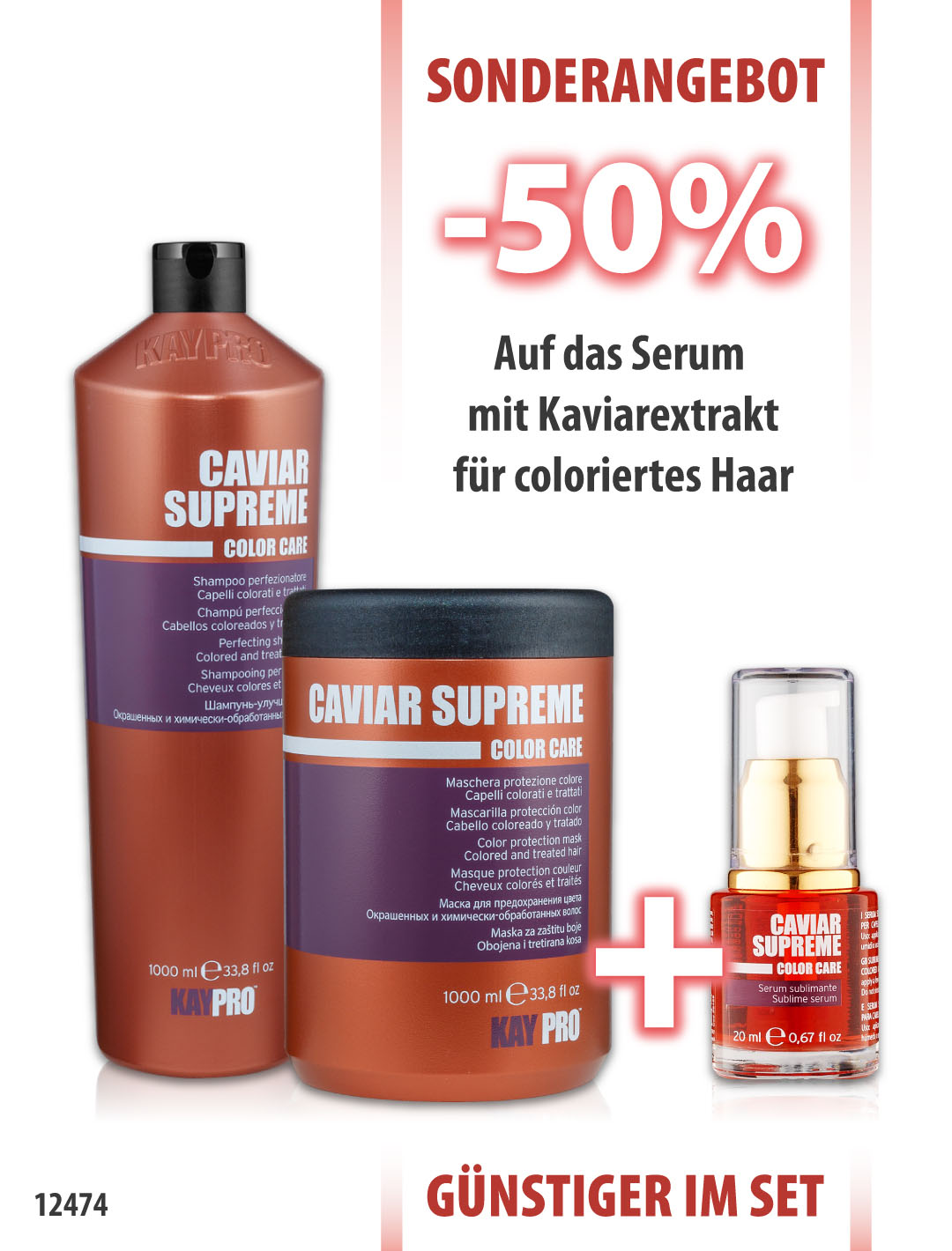 KayPro Caviar Shampoo 1000 ml + Maske 1000 ml + Serum 20 ml