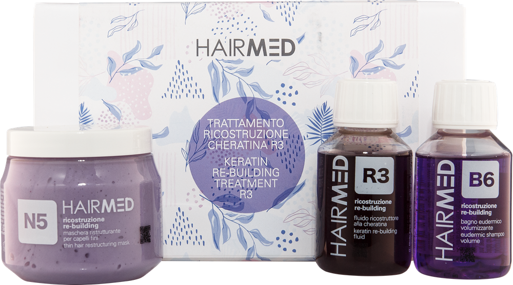 HAIRMED Rekonstruktion Set. Shampoo B6 200ml+ Maske N5 250ml+ Fluid R3 100ml