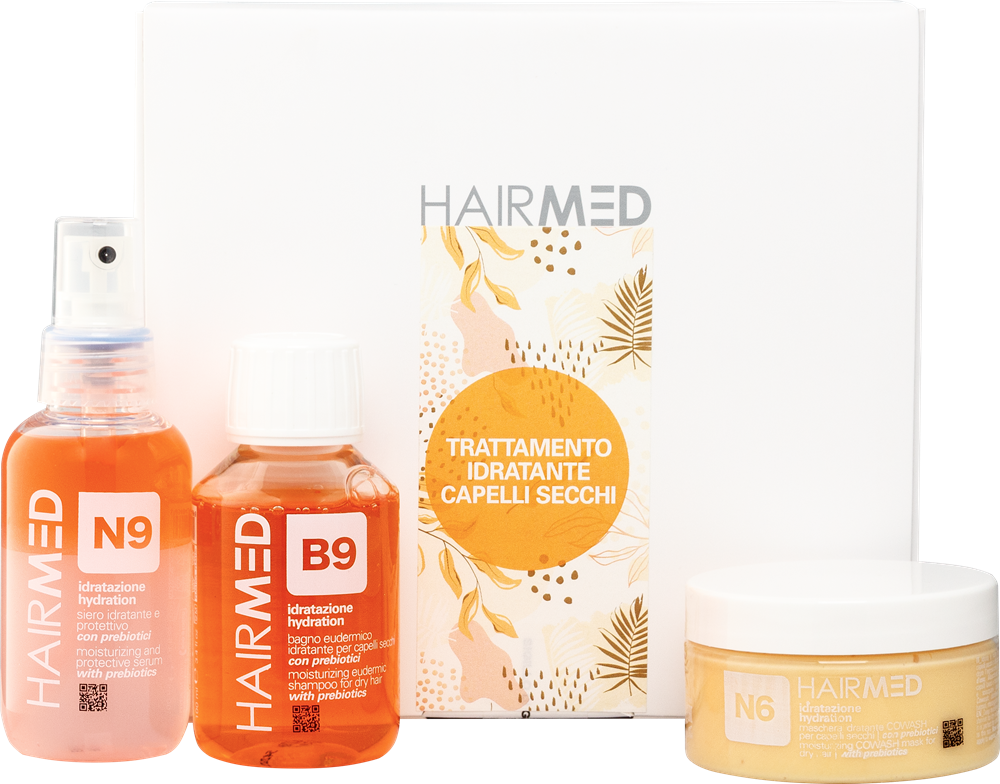 HAIRMED Travel-Set Feuchtigkeitsspendend: Shampoo B9 + Maske N6 + Serum N9 3*100ml