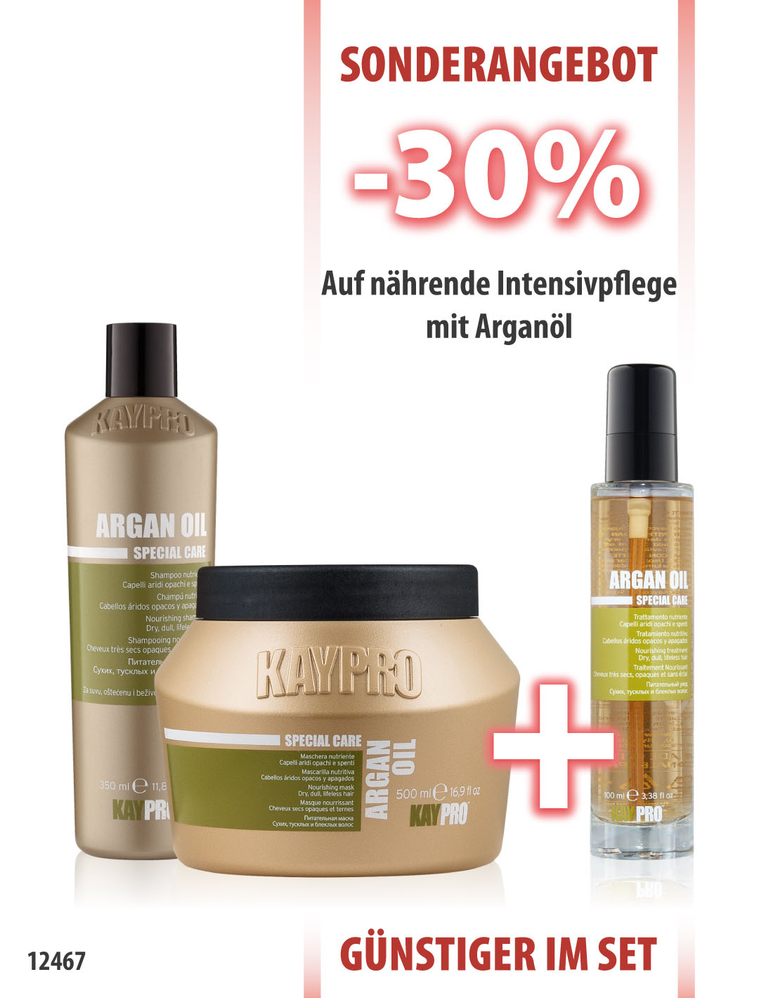 KayPro Argan Oil Shampoo 350ml + Maske 500ml + Intensivpflege 100ml