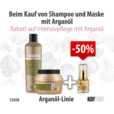 12458 KayPro Arganöl Shampoo 350 ml + Maske 500 ml + Flüssigkristalle 20 ml